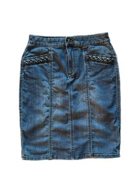 Joe Fresh Denim Pencil Skirt with Braided Pocket Trim Size 4 Dark Wash